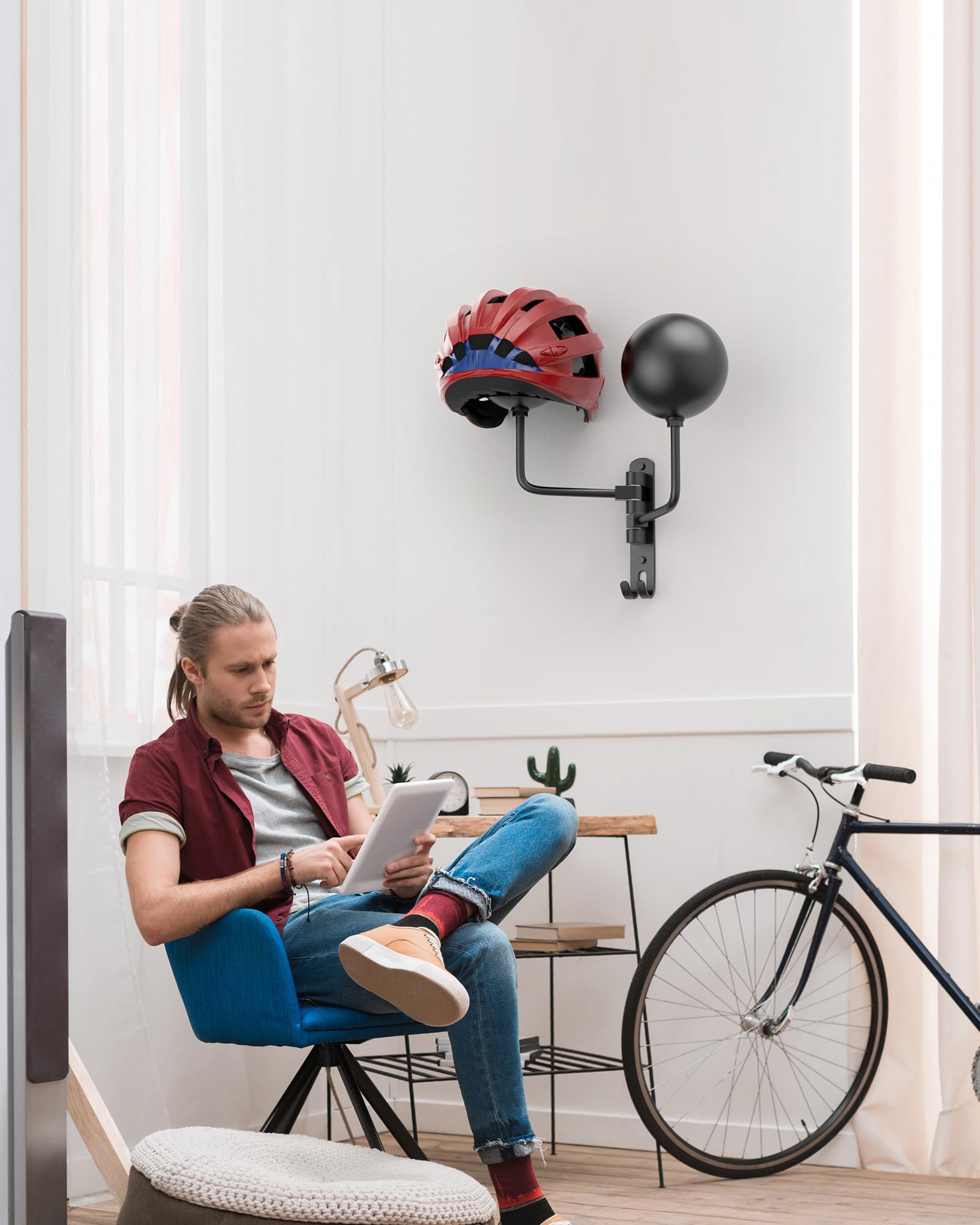 Helmet Hanger Wall Mount 180° Swivel Helmet Holder for Motorcycle Bike Racing Outerwear Sports Gear