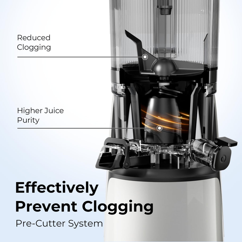 EanOruus Juicer Machines, 3-in-1 Cold Press Juicer with 6.5" Extra Large Chute, 100oz Large Capacity, AC Motor, Makes Juice, Nut Milk & Sorbet, Bright White