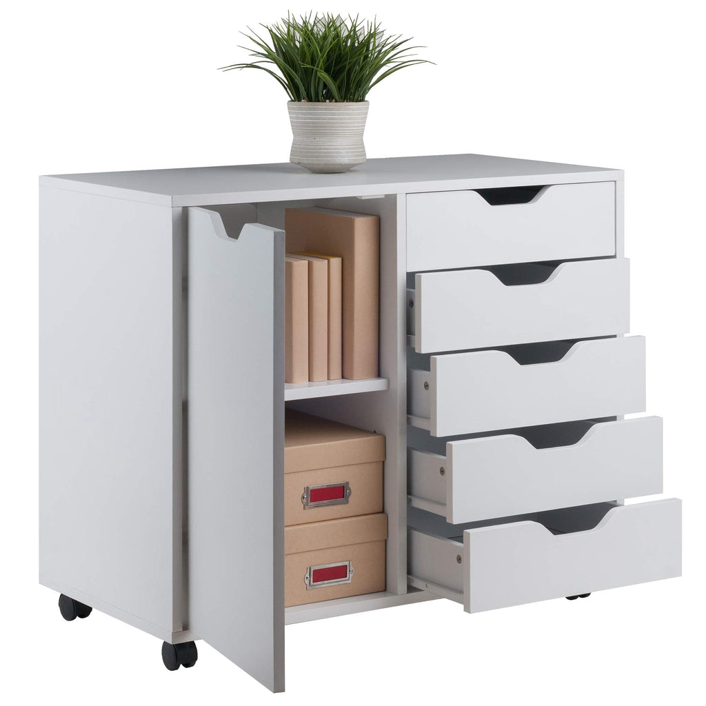 Winsome Halifax Mobile Storage Cabinet with Doors & Drawers, Stylish & Functional Home Storage Cabinet for Filing, Kitchen Organization, Moveable Furniture for Office, Dorms, Apartments