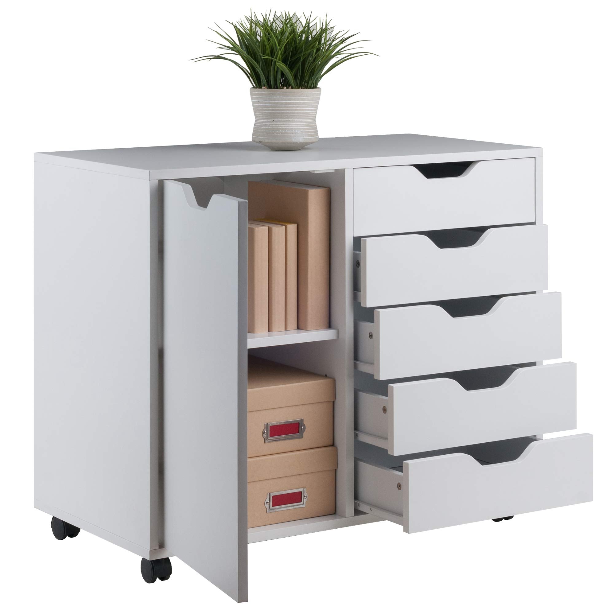 Winsome Halifax Mobile Storage Cabinet with Doors & Drawers, Stylish & Functional Home Storage Cabinet for Filing, Kitchen Organization, Moveable Furniture for Office, Dorms, Apartments