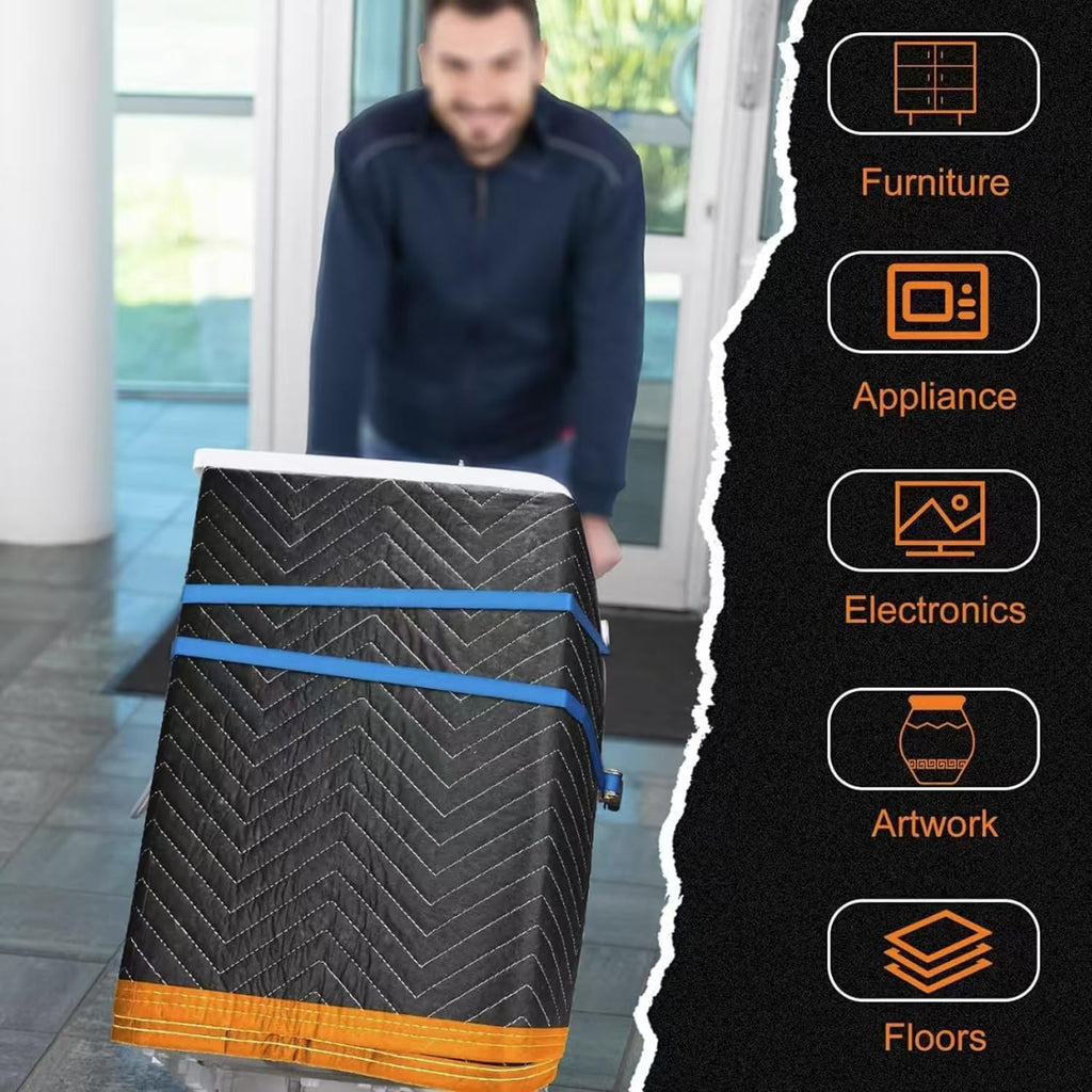 Large Moving Blankets 80 * 72in Heavy Duty Packing Blankets for Furniture Moving Shipping Wrapping Quilted Furniture Pads for Moving, Padded Mover Blankets