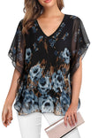 Lotusmile Women's Loose Flouncing Flutter Sleeve Double-Layered Shirt Chiffon Elegant Dressy Blouse Work Tops
