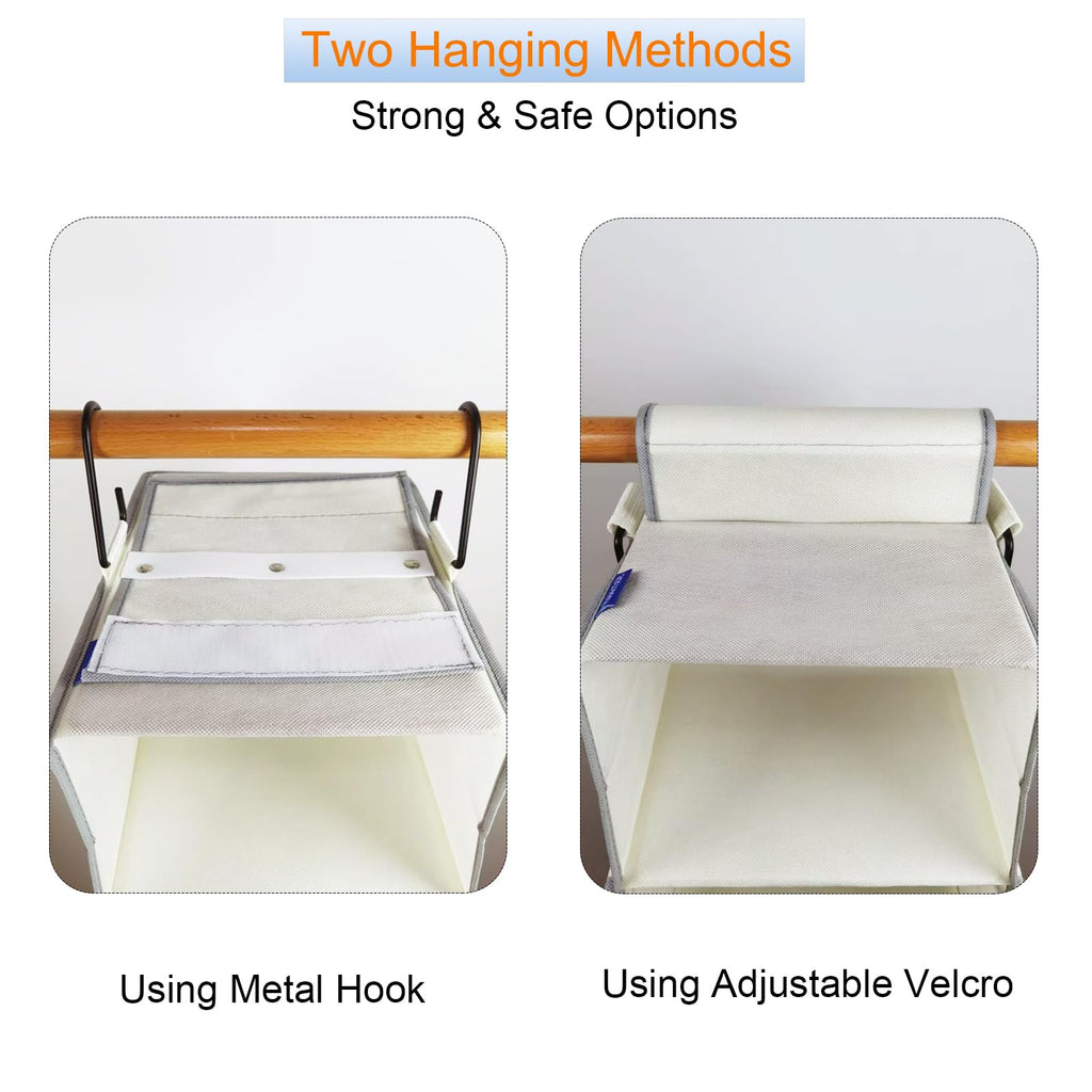 Large-Sized Hanging Shoe Organizer 8-Shelf, Hanging Closet Organizer with 8 Side Pockets, Wider Hanging Shelves for Storage Shoes Clothes 9" W × 11.8" D× 48" H, Beige.