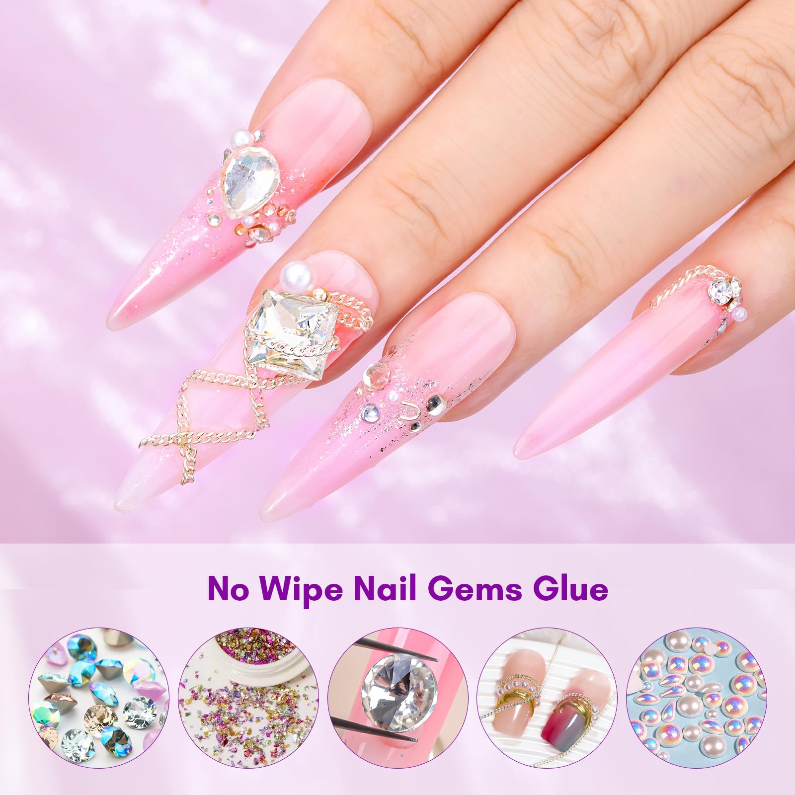 Makartt Rhinestone Glue for Nails: Super Strong Gel Nail Glue for Nail Charms Gems Decorations, 3D Gel Nail Art Bling Jewel Diamonds for Salon & DIY Manicure, 30ML UV Lamp Cured Need Beauty Gifts