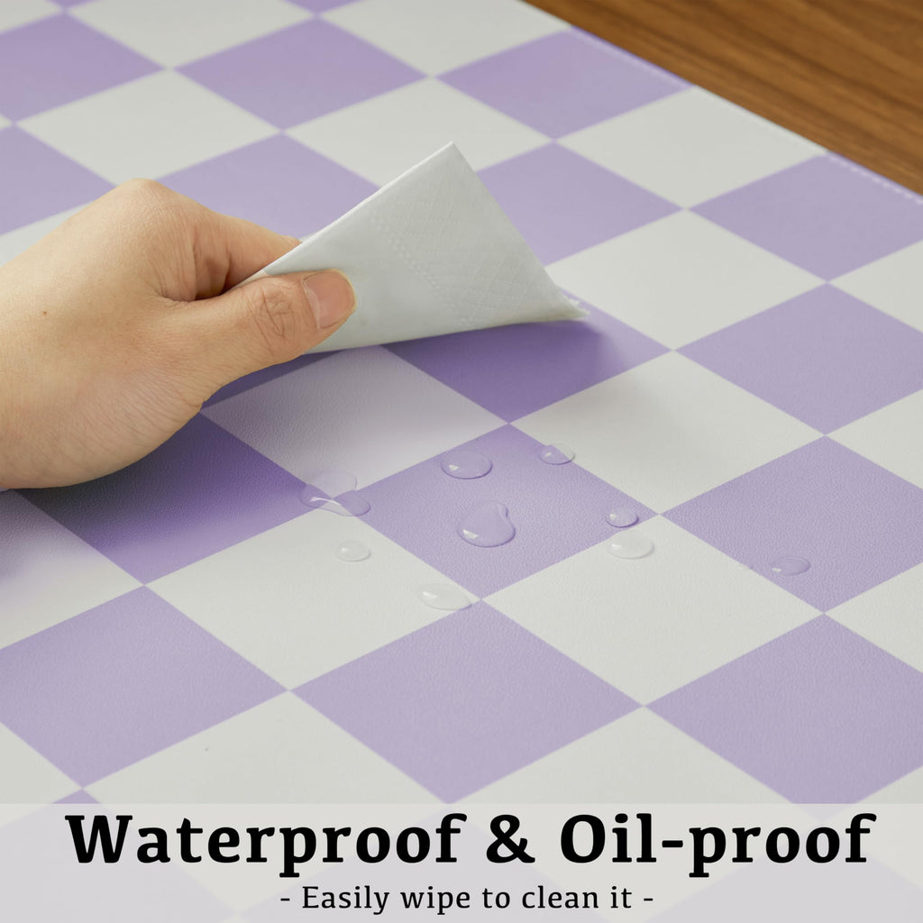 Ohocut Checkered Desk Mat, Large Cute Aesthetic Retro PU Leather Computer Laptop Desk Mat, Non-Slip Waterproof Mouse Keyboard Pad, Desk Writing Mat for Work/Home (Beige, 23.6" x 13.7")