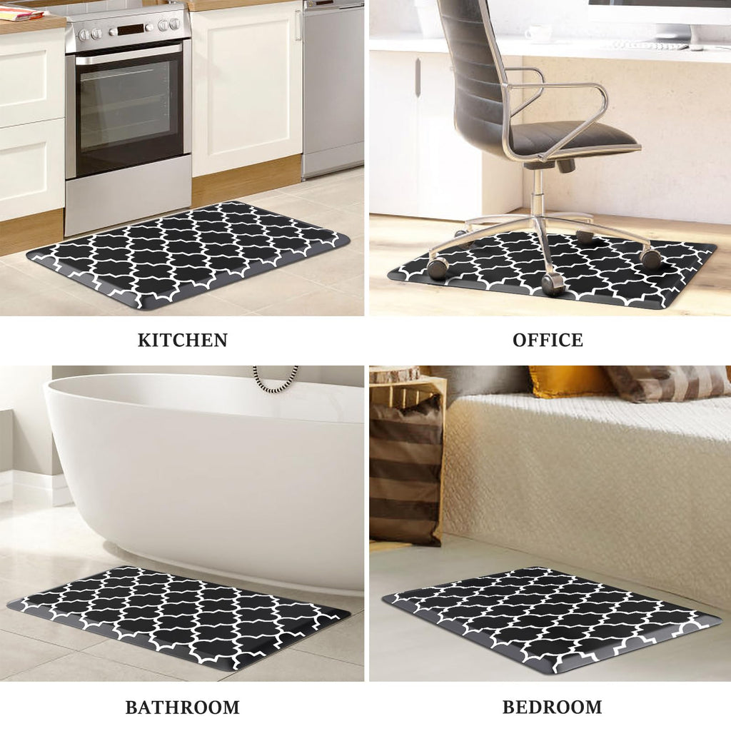 WISELIFE Anti-Fatigue Cushioned Kitchen Mat / Rug ,17.3"x 28",Non Slip Heavy Duty PVC Ergonomic Waterproof Comfort Rugs for Floor Home, Office, Sink, Laundry,Black