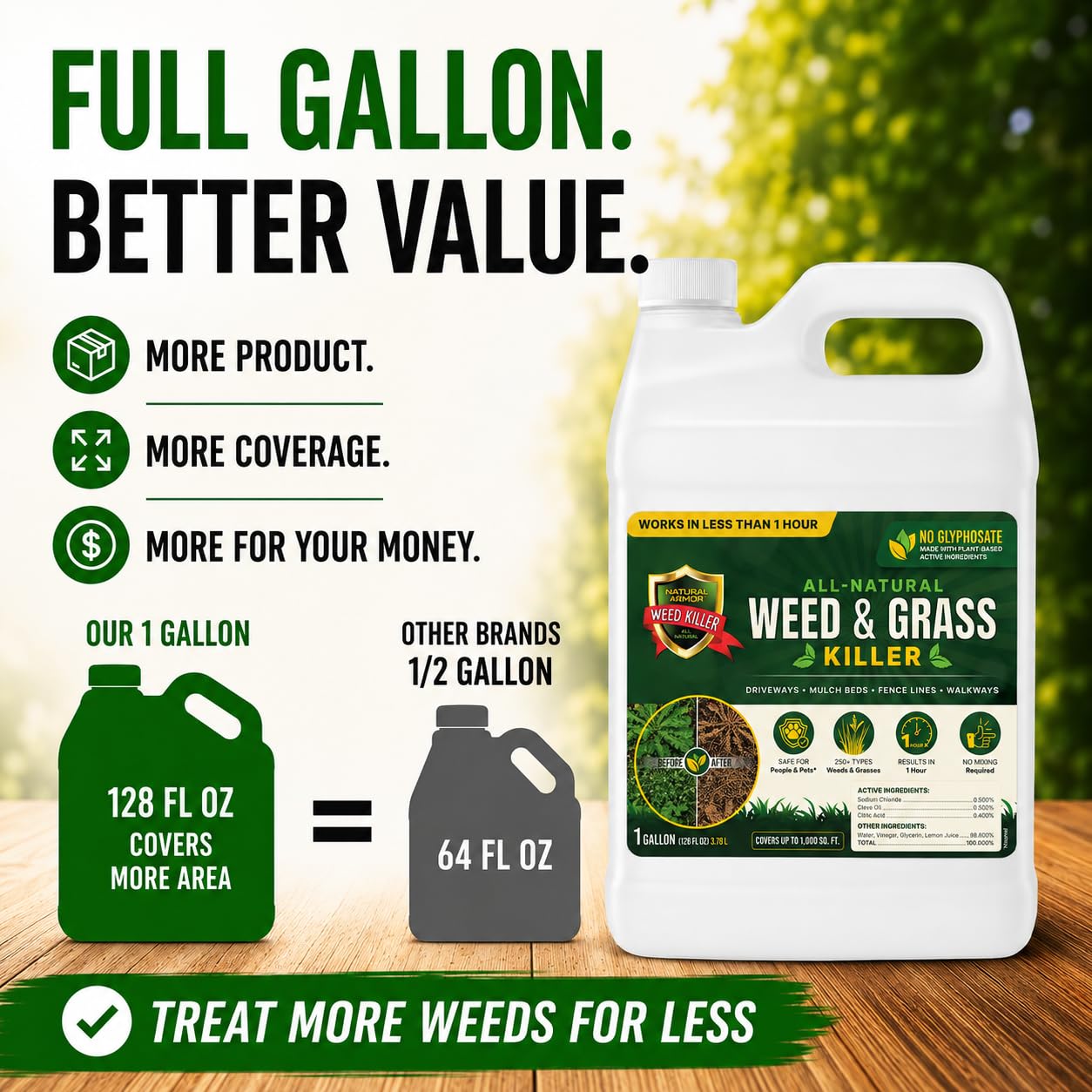 Natural Armor Weed and Grass Killer All-Natural Concentrated Formula. Contains No Glyphosate (16 Ounce Pint)