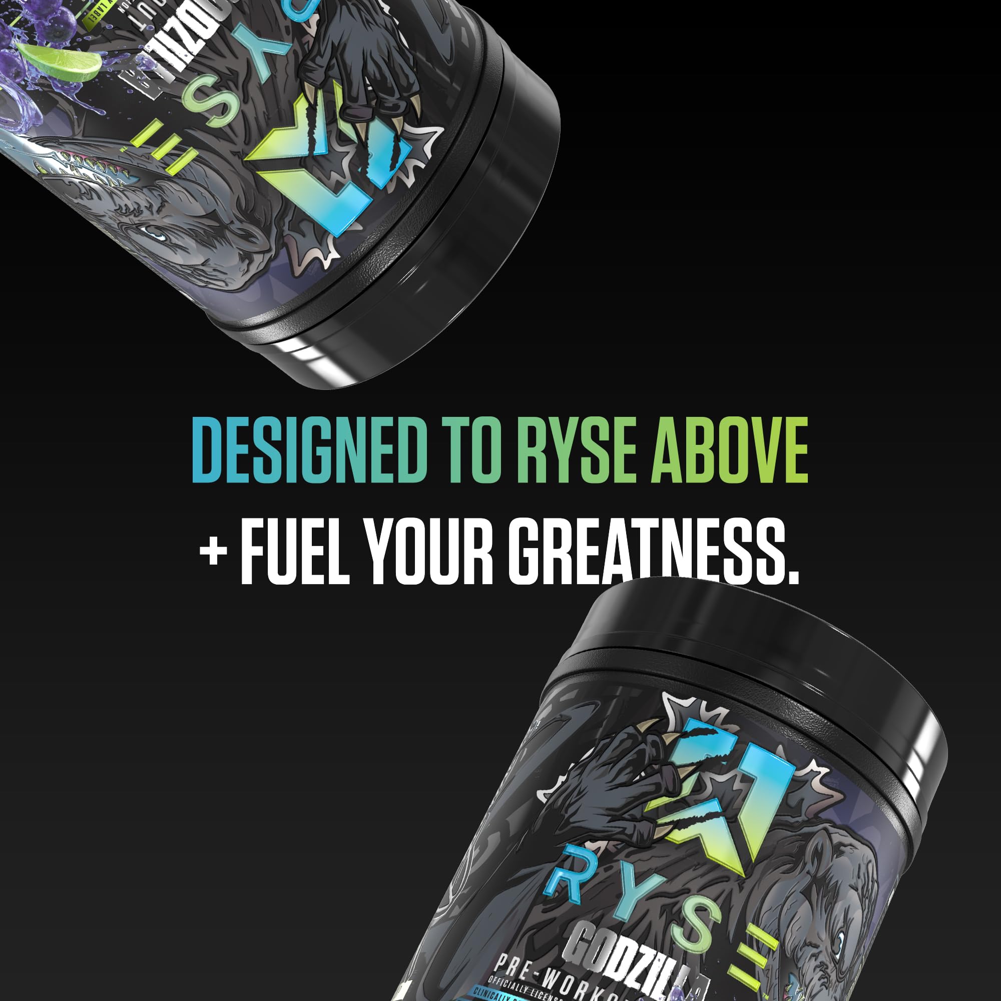 RYSE Godzilla X Noel Deyzel Pre Workout Powder - BlackBerry Lemonade - 400mg Caffeine, High Stim Pre-Workout for Men & Women with Citrulline & Beta Alanine - Energy, Pump & Focus - 20/40 Servings