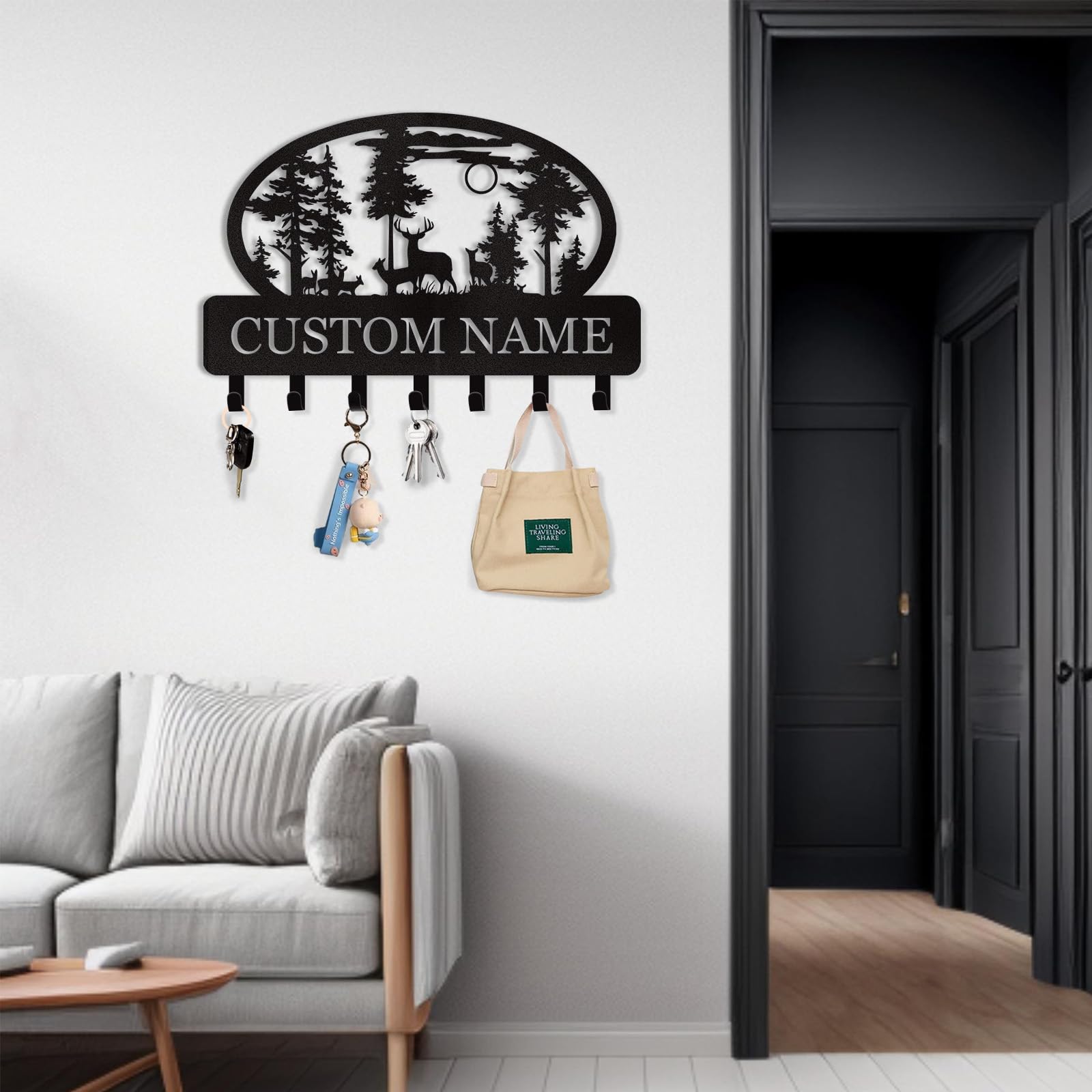Dyoart Personalized Couple's Name Key Rack, Wall Mounted Metal Key Holder for Housewarming Gifts,ignent Bedding