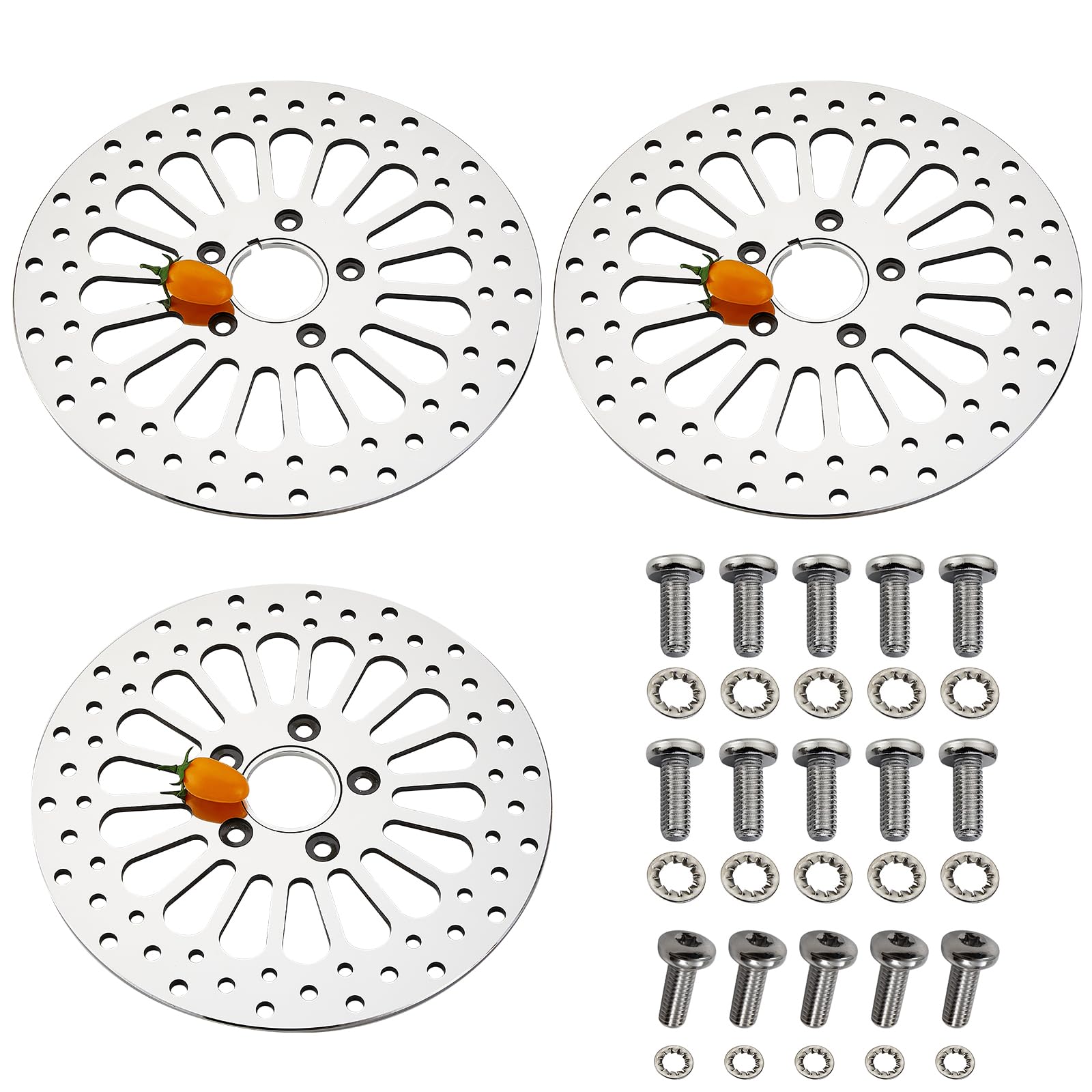 1 Piece Front Rotor and 1 Piece Rear Rotor 11.5'' set for Harley Davidson Touring Softail Sportster Dyna Early Super Glide Motorcycle,Heat Dissipation Mirror-Polished Stainless Steel Rotors