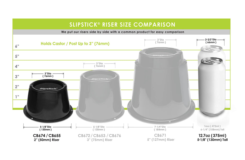Slipstick CB674 Premium 2 Inch Furniture Risers/Bed Raisers with Steel Reinforced Top (4 Pack) Adds 2" Height, Supports 2,640 Pounds, Stackable with CB671