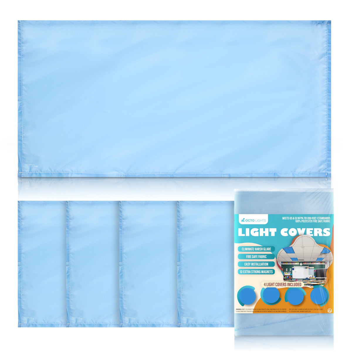 Fluorescent Light Covers for Ceiling Lights - 4 Seasons Magnetic Cover for Fluorescent Or LED Fixture - Must Haves Teacher Supplies - Classroom, Home, Office Cubicle Decor - Filters Overhead Lighting