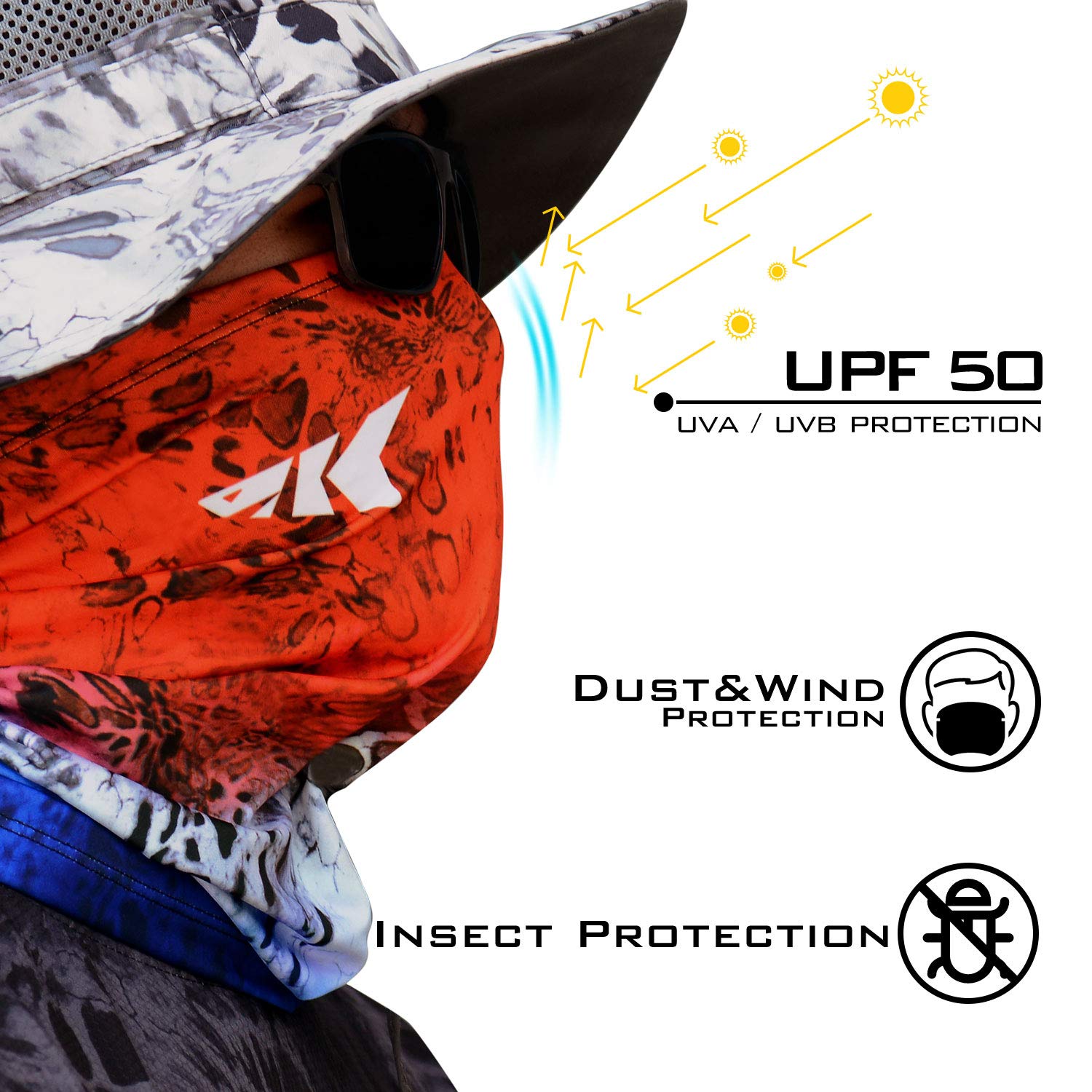 KastKing Sol Armis Neck Gaiter - UPF 50 Face Mask - UV Sun Protection Mask for Men & Women, Fishing, Hiking