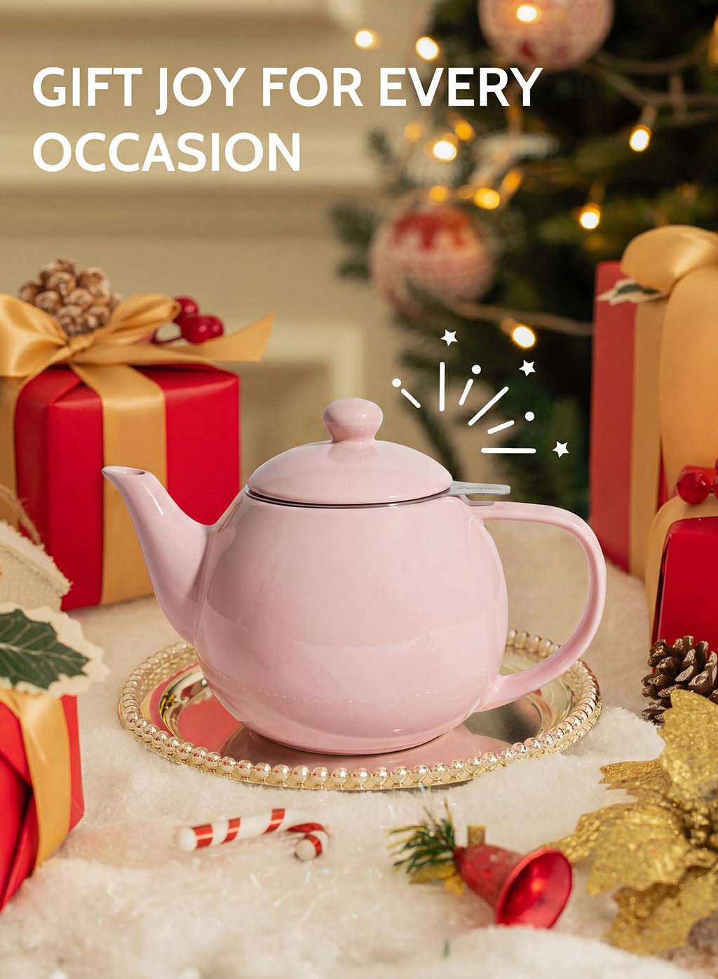 Sweese Porcelain Teapot 27 oz with Infuser for Loose Leaf Tea, Bluish Grey