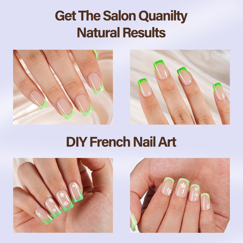 Misssix XBASICTIPS French Tip Press On Nails, 300Pcs French Gel Nail Tips Long Square, Soft Gel Pre-shaped No Need to File 3 in 1 Tips, Fake Nails for Nail Art DIY Extension Designs 15 Sizes