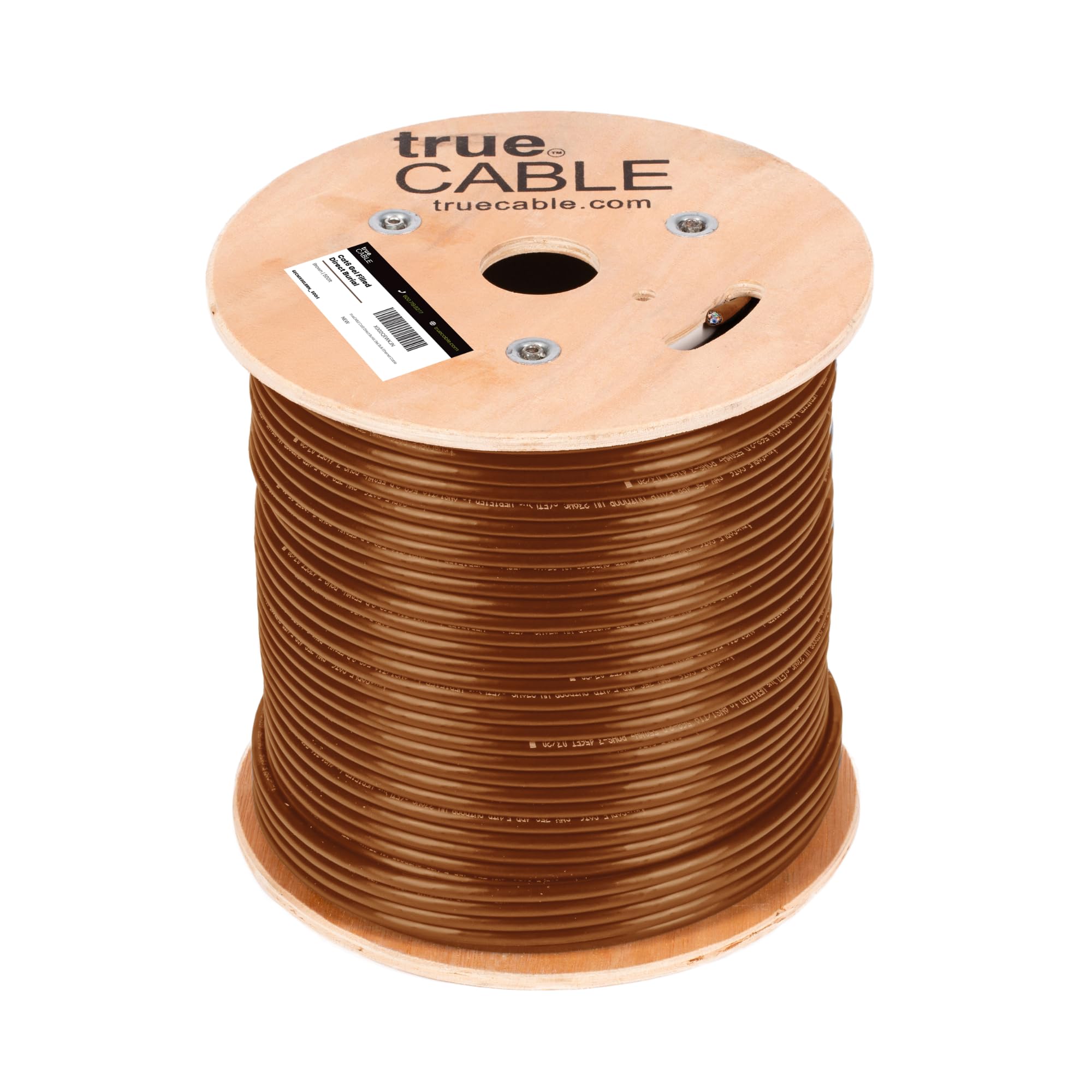 TRUE CABLE Cat6 Direct Burial Bulk Ethernet, Gel Filled, Unshielded, 500ft, Black, Outdoor OSP Jacket, Waterproof, UV Resistant, 23AWG Solid Bare Copper, 550MHz, PoE++ (4PPoE)