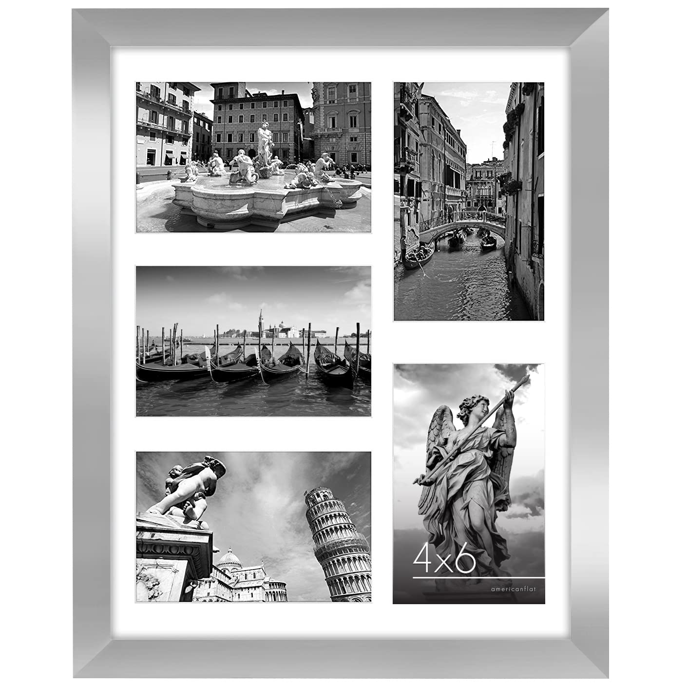 Americanflat 4x6 Double Picture Frame with Shatter-Resistant Glass - Fits Two 4x6 Photos or use as One 6x14 Frame - Signature Collection - Collage Frames for Tabletop and Wall Display - Black
