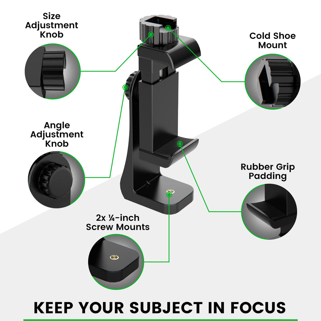KobraTech Metal Phone Tripod Mount - UniMount 360 Pro Heavy Duty Phone Tripod Mount with Wireless Remote Shutter