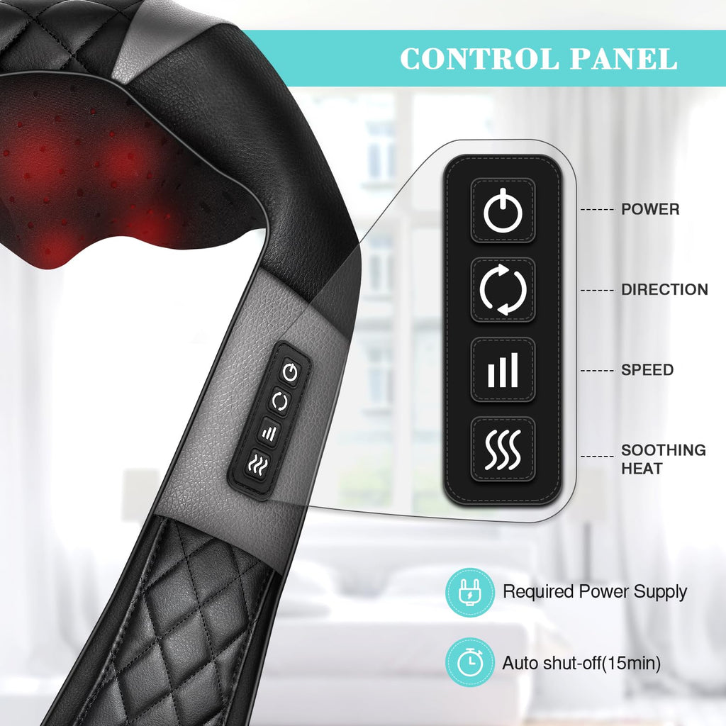 Shiatsu Neck and Back Massager with Heat, Electric Deep Tissue 4D Kneading Massage Pillow for Shoulder, Leg, Body Muscle Pain Relief - Best Gifts for Women Men Mom Dad