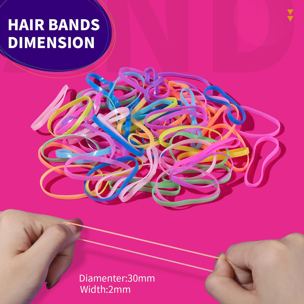 Teenitor Clear Elastic Hair Bands, 2000pcs Mini Hair Rubber Bands, Hair Ties, Soft Hair Elastics Ties, 2mm in Width and 30mm in Length
