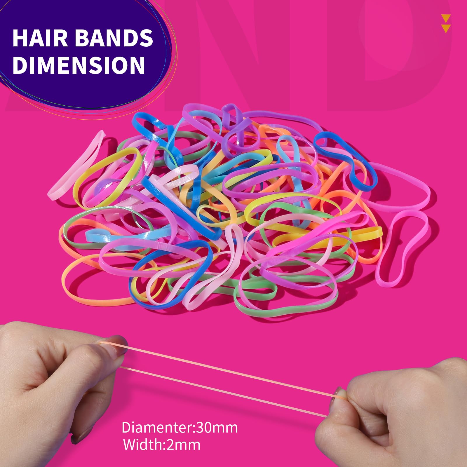 Teenitor Clear Elastic Hair Bands, 2000pcs Mini Hair Rubber Bands, Hair Ties, Soft Hair Elastics Ties, 2mm in Width and 30mm in Length