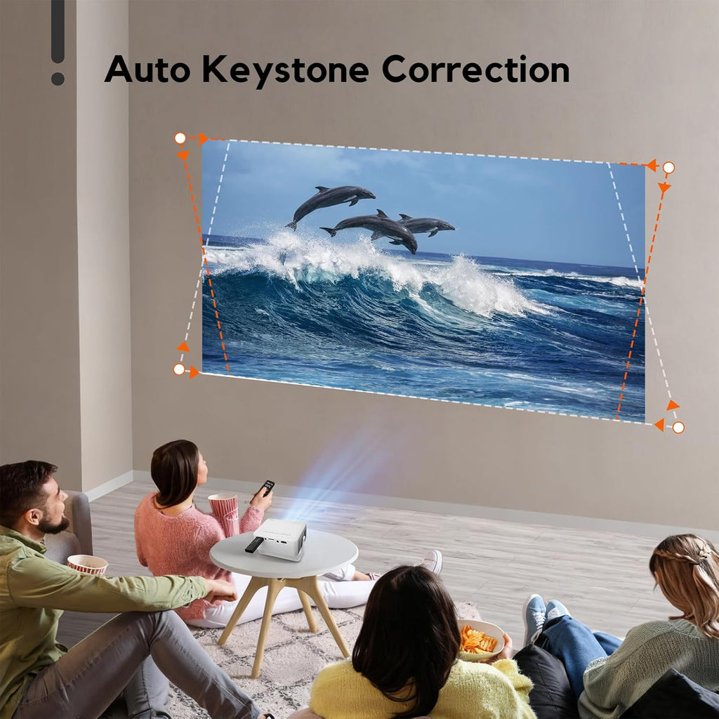Mini Projector with WiFi and Bluetooth, AKIYO 2026 Upgraded Projector 1080P Full HD, 360° Rotating, Auto Keystone, Portable Projector for Home Theater/Outdoor, Compatible with iOS/Android/Laptop/PS5