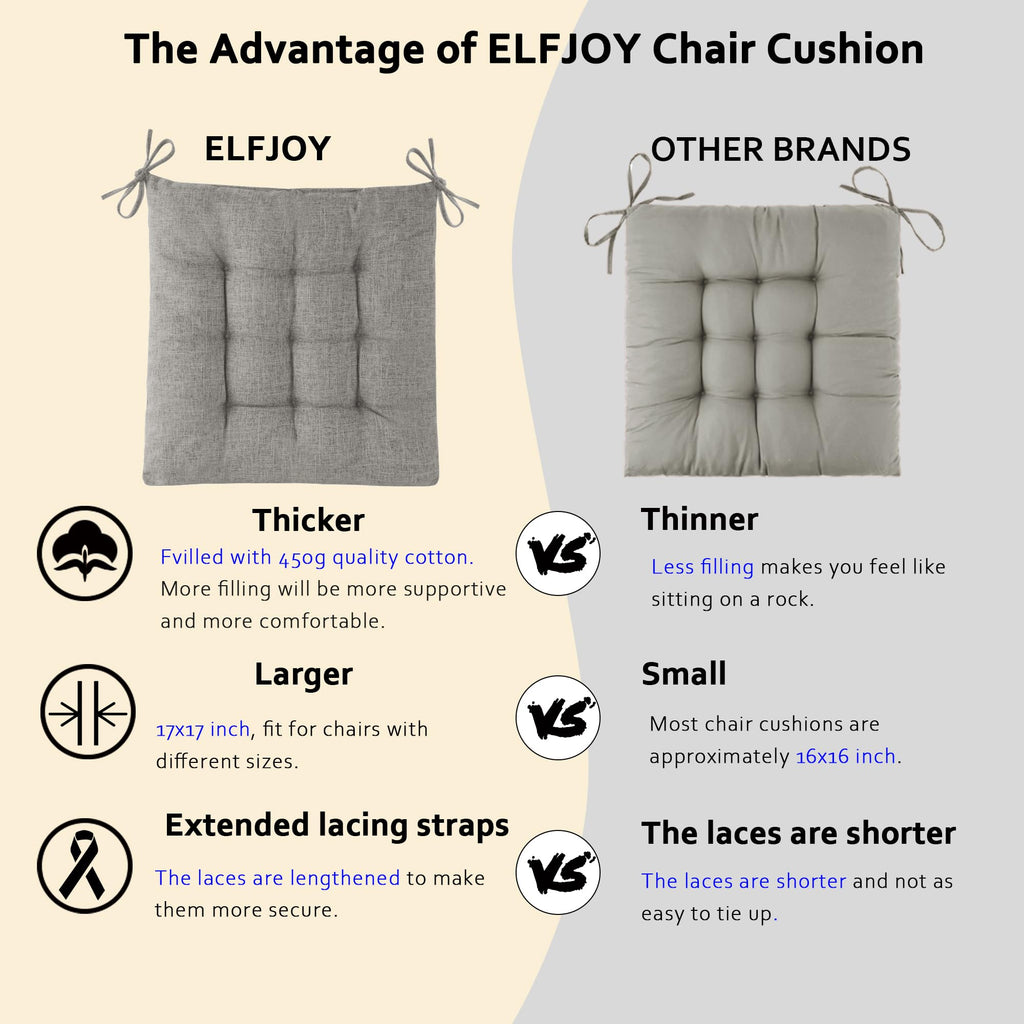 ELFJOY Rocking Chair Cushion Large Rocking Chair Pads with Ties Premium Tufted High Back and Seat Cushion 2 Piece Set Black