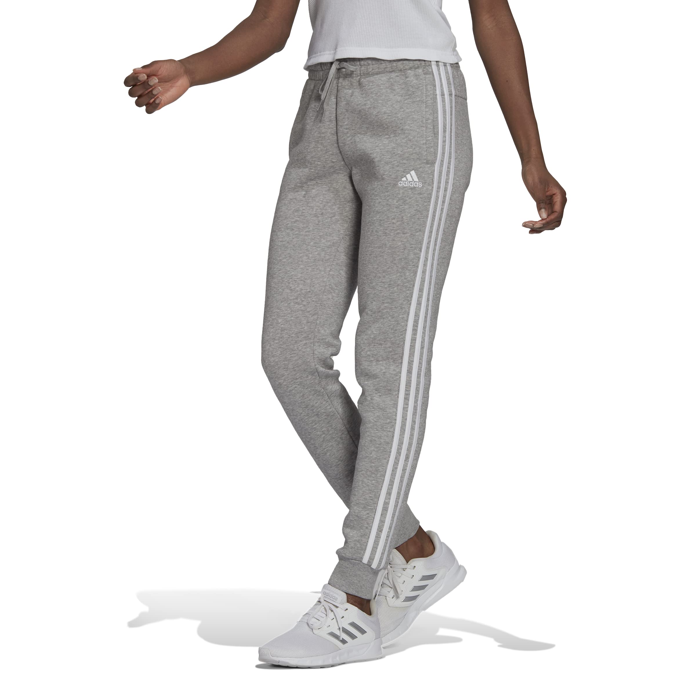 Adidas Womens Essentials Fleece Tapered Cuff Pants