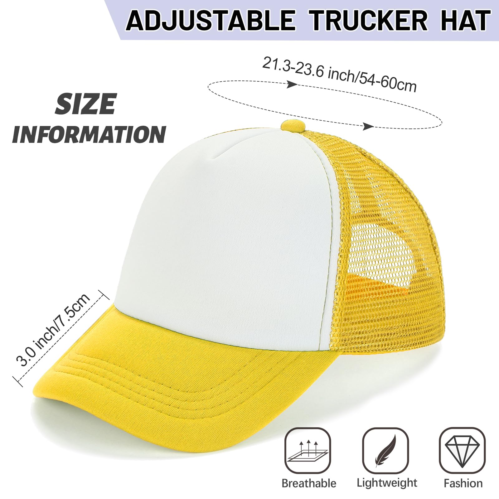 Ultrafun 10 Pack Trucker Hat Mesh Sublimation Blank Hats Adjustable Baseball Caps Hats for Men Women