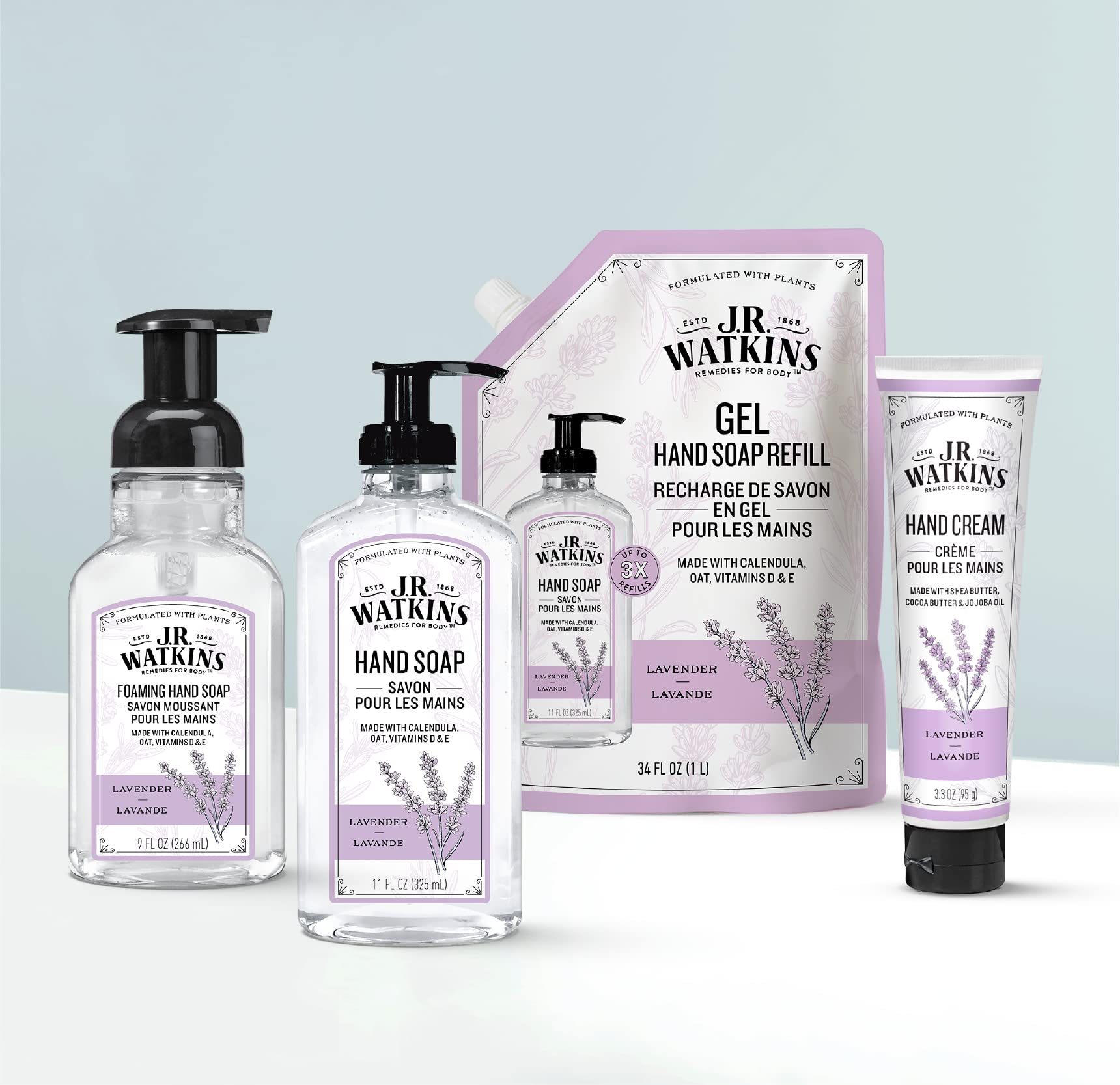 J.R. Watkins Gel Hand Soap Refill, Moisturizing Hand Wash, Formulated with Plant-Based Cleansers, Alcohol-Free, Cruelty-Free, Aloe & Green Tea, 34 Fl Oz, 2 Pack