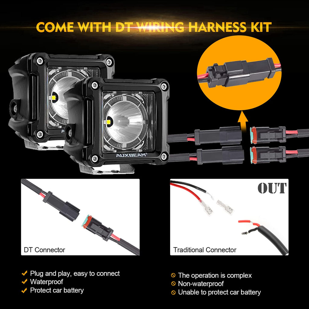 Auxbeam FA Series 3 Inch LED Cubes with DRL 2 Modes Spot Beam Offroad Lights 20W Driving Spotlights A-Pillar Ditch Lights for 4x4 Truck Car ATV Motorcycle, Pair