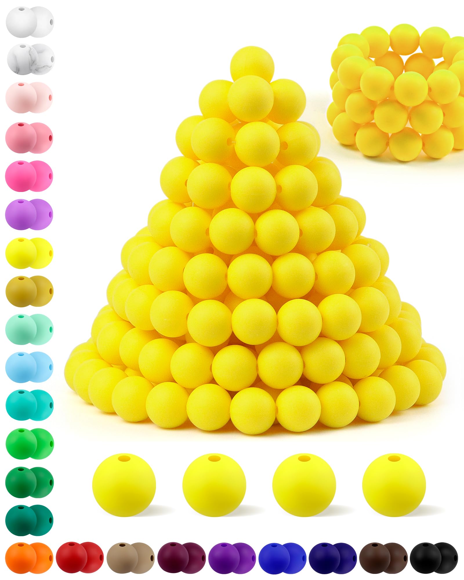 180PCS FIVEIZERO Silicone Beads – 30 Colors 12mm Round Rubber Beads Bulk for DIY Crafts, Keychain Accessories & Jewelry Making | Soft Silicone, Seamless Finish, Easy to String, Fade Resistant, Durable for Daily Use