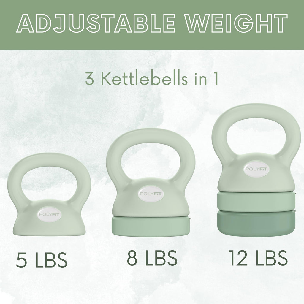 Polyfit Adjustable Kettlebell | 5 lb - 12 lb | Kettlebells Weights Set for Home Gym | Kettle Bell Sets for Women at Home