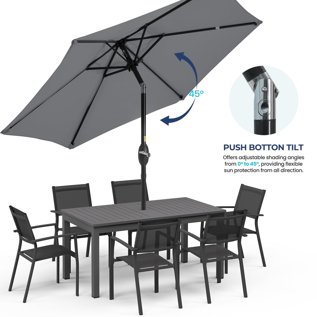 SUNVIVI OUTDOOR Outdoor Patio Umbrella, Patio Umbrella, Market Umbrella, Large Outdoor Umbrella, Metal Pole Umbrella with Push Button Tilt and Crank, Polyester Canopy