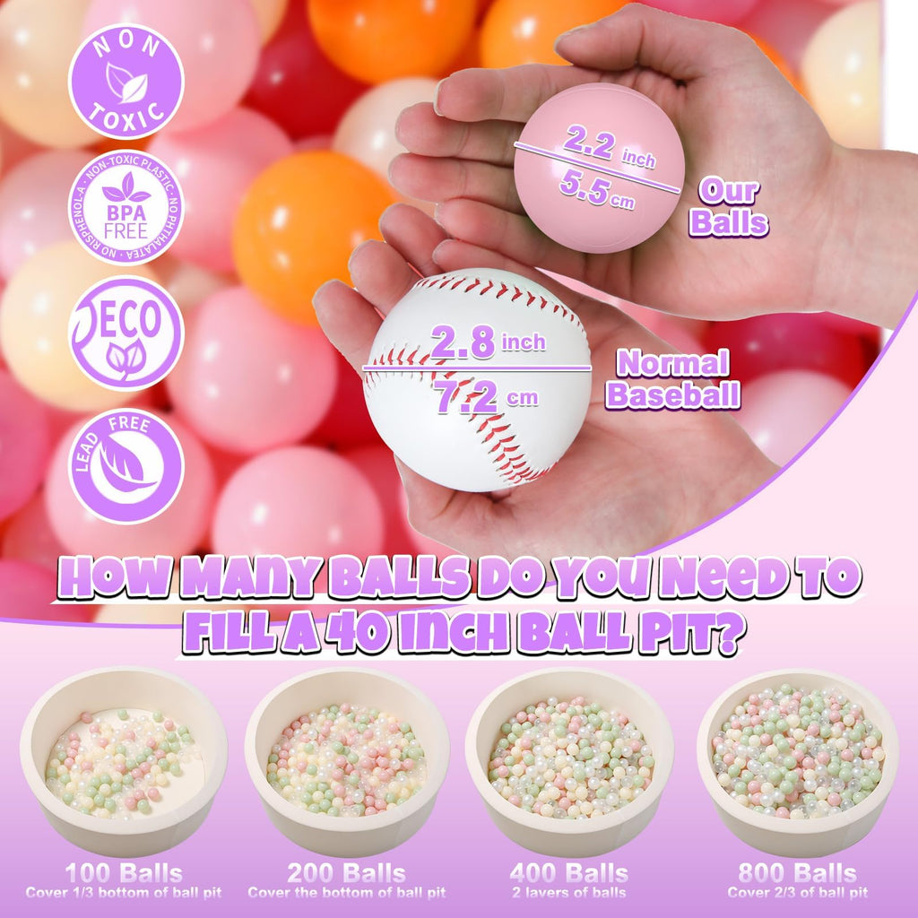 GOGOSO Ball Pit Balls for Toddler, Baby Plastic Playballs Kids Soft Pastel Pelotas Non-Toxic BPA-Free,Mix Color,100 Balls