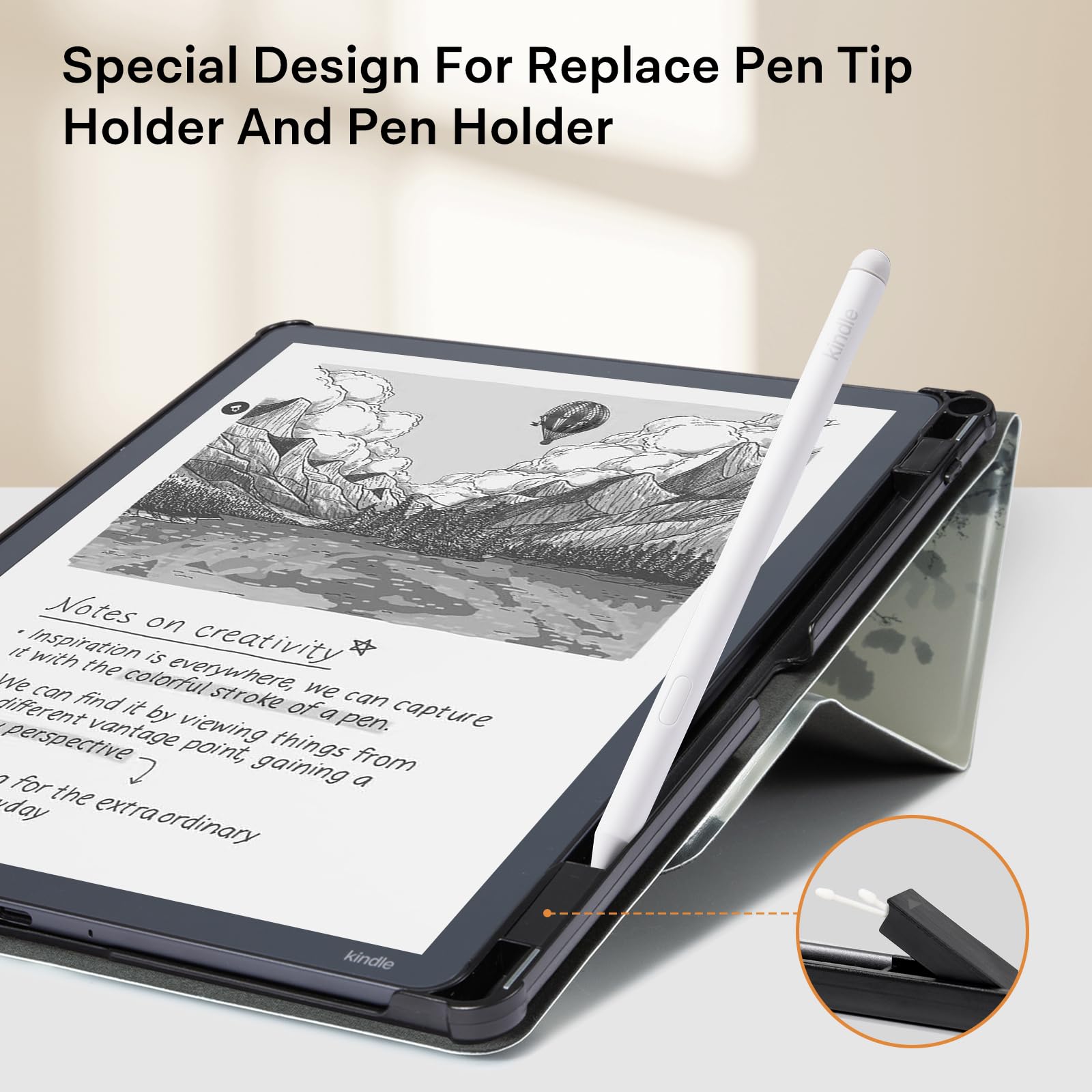 CoBak Stand Case for Kindle Scribe - Premium Folio Leather Cover with Pen Holder, Auto Sleep/Wake - Compatible with 10.2 Inch Kindle Scribe (2022/2024 Release)