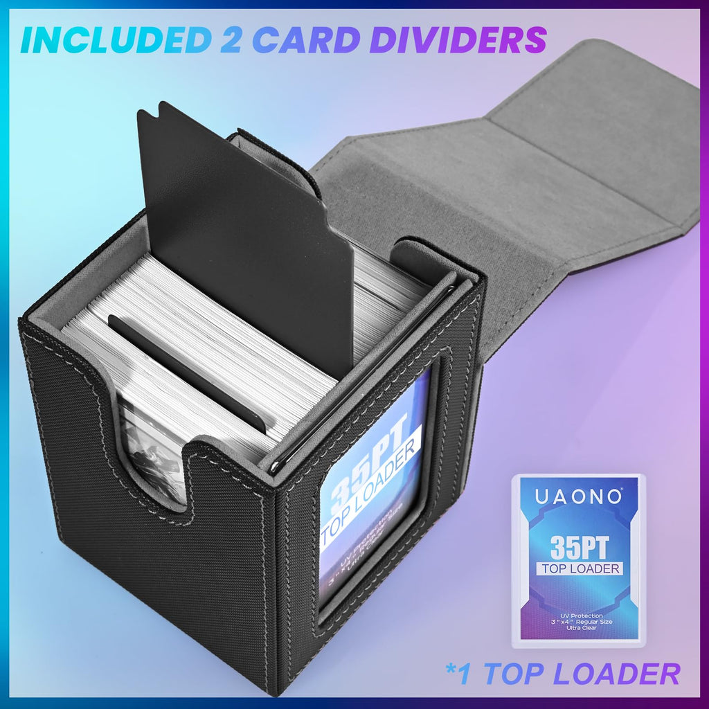UAONO 4 Pack MTG Commander Deck Box, Independent Commander Display, Fits 400 Double-Sleeved Cards, Magnetic Deck Case for Magic the Gathering TCG, 8 Dividers & 4 Top Loaders (4 Color)