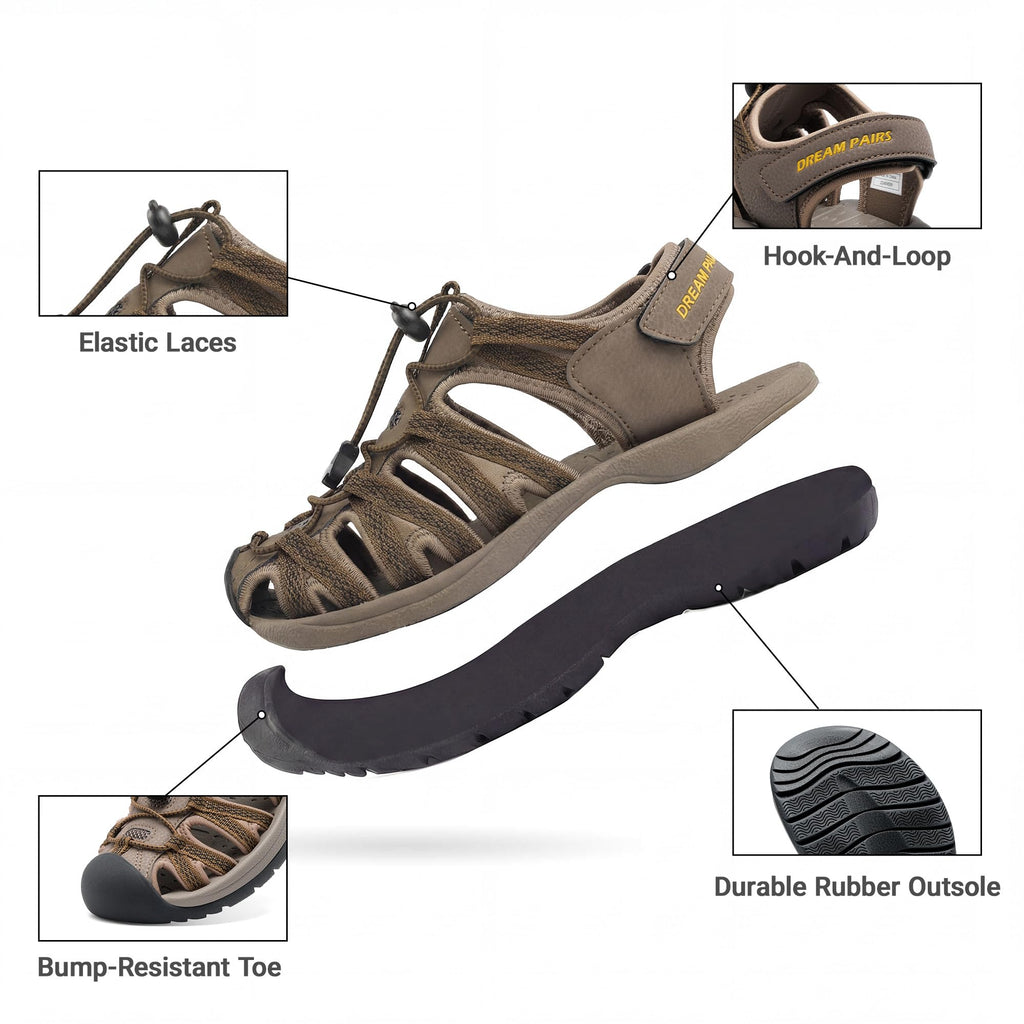 DREAM PAIRS Womens Closed Toe Hiking Summer Outdoor Sport Athletic Sandals