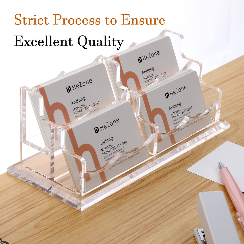 HeZone Business Card Holder for Desk Display, Clear Acrylic Cards Organizer Stand for Men and Women, Business Cards Case Rack 1 Pack, Holds 50 Cards-1 Slot