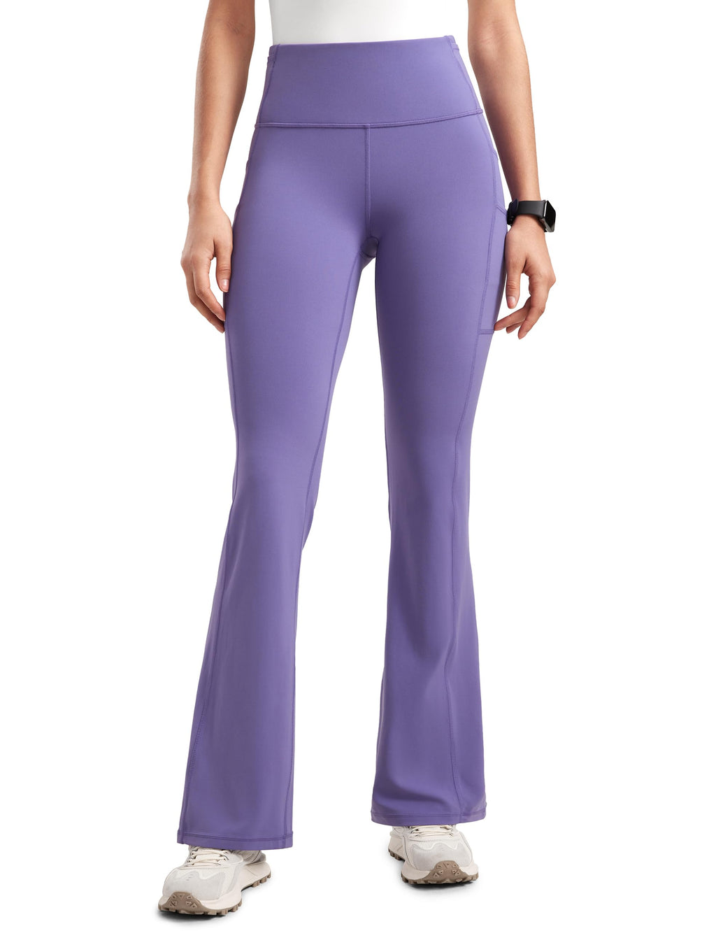 Womens High Waisted Medical Flare Scrub Pants 31" - 7 Pockets Wide Leg Bootcut Yoga Scrub Leggings Work Pants