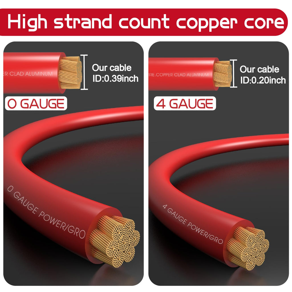 0 Gauge Amp Wiring Kit,3000 Watt Amplifier Sub Installation Kit Make Connections and Brings Power to Your Radio,Subwoofers and Speakers