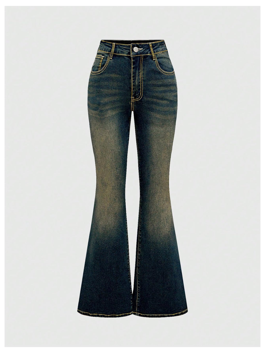 MakeMeChic Women's Bell Bottom Jeans Stretchy Flared Jeans Embroidered Y2K High Waist Denim Pants