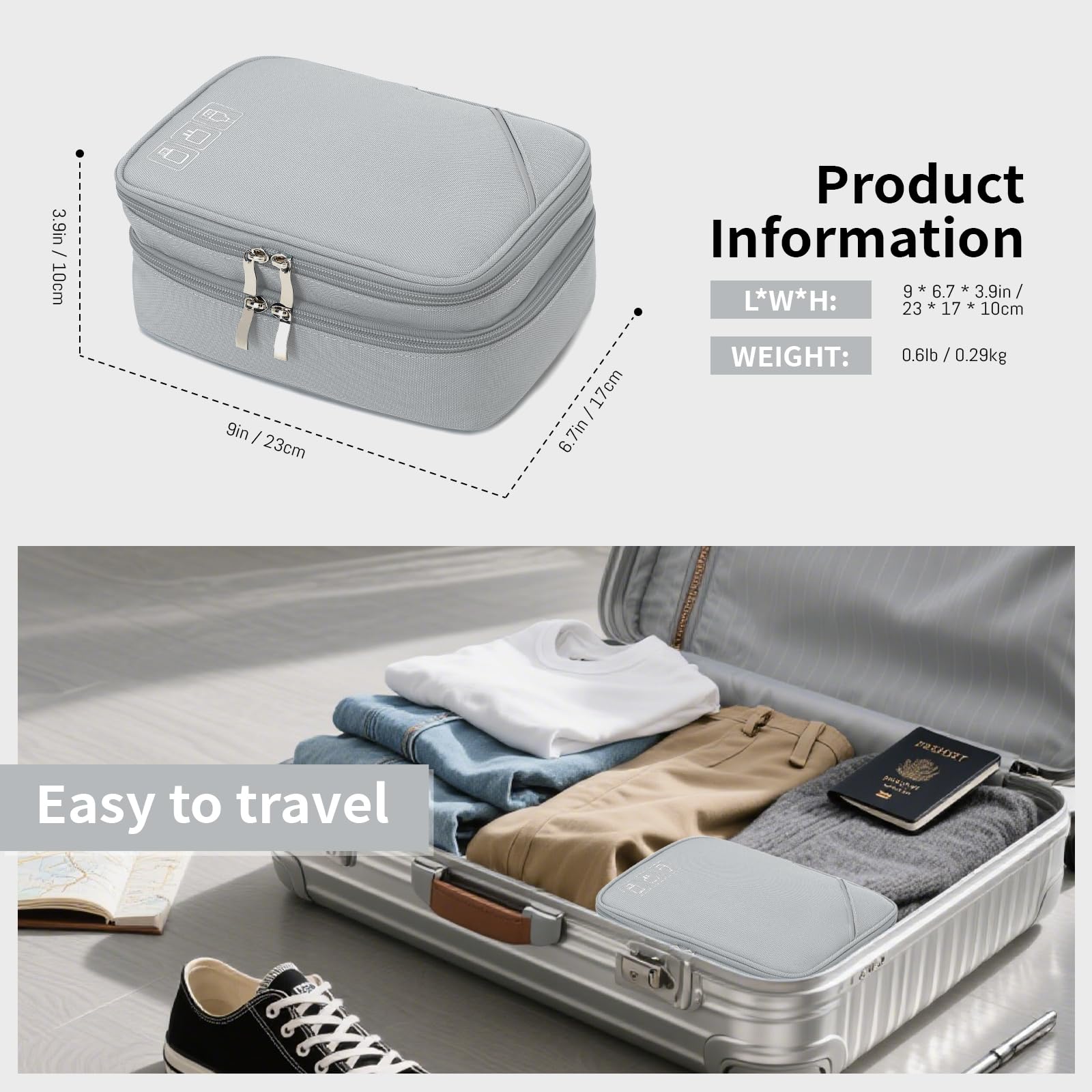 Lanola Electronic Organizer,Travel Cable Organizer Bag Pouch Electronic Accessories Carry Case Portable Double Layers Storage Bag for Cable,Cord,Charger,Phone,Earphone,Power Bank,Memory Cards - Black