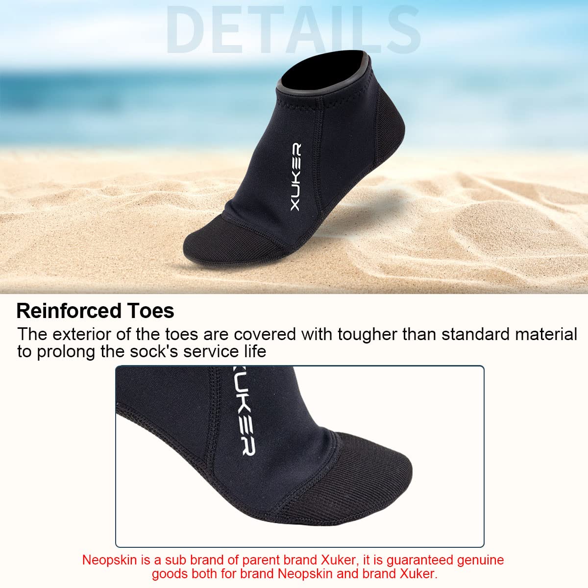 XUKER Neoprene Water Socks 3mm, Sand Proof Beach Volleyball Socks Diving Socks for Outdoor Water Sports