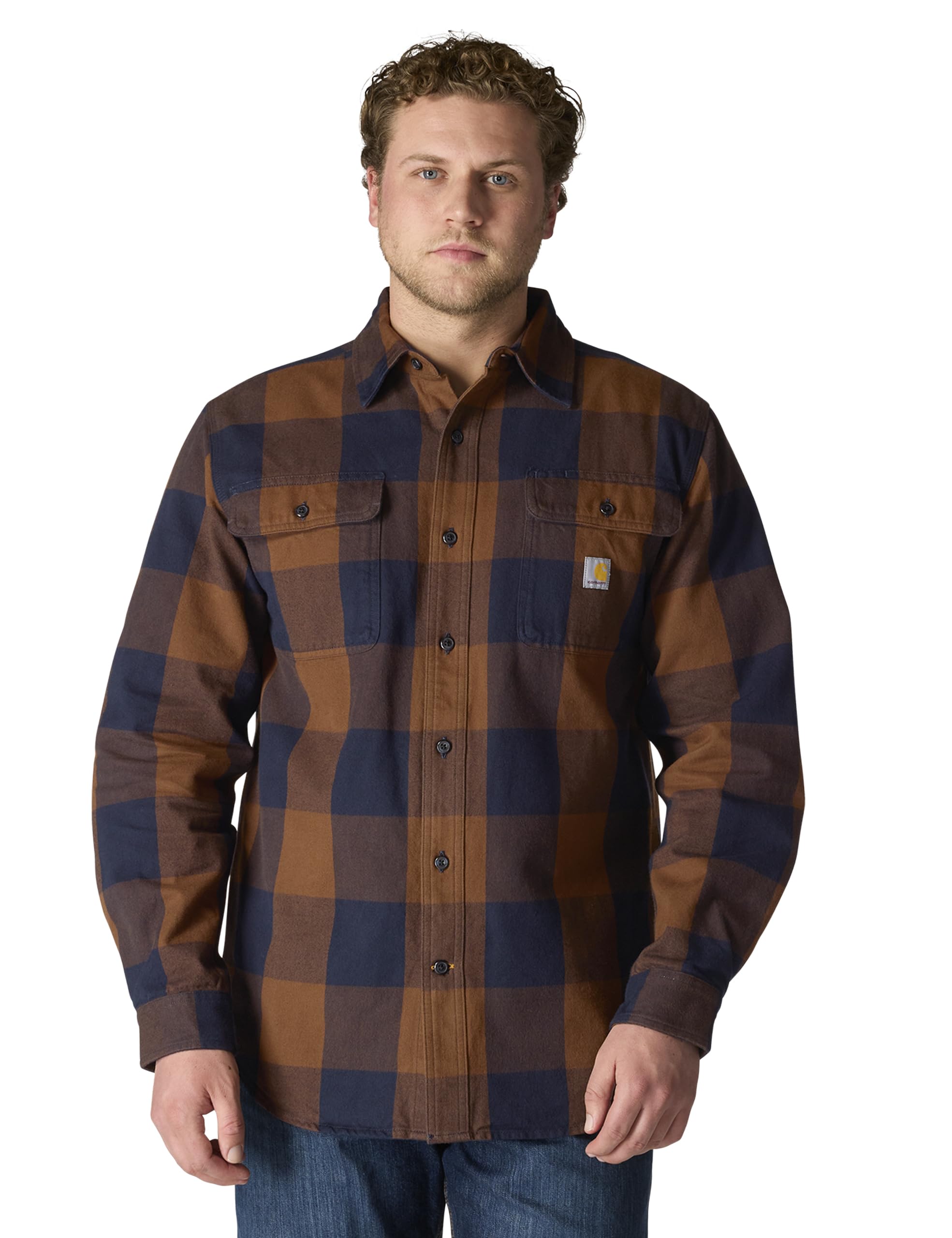 Carhartt Men's Loose Fit Heavyweight Flannel Long-Sleeve Plaid Shirt