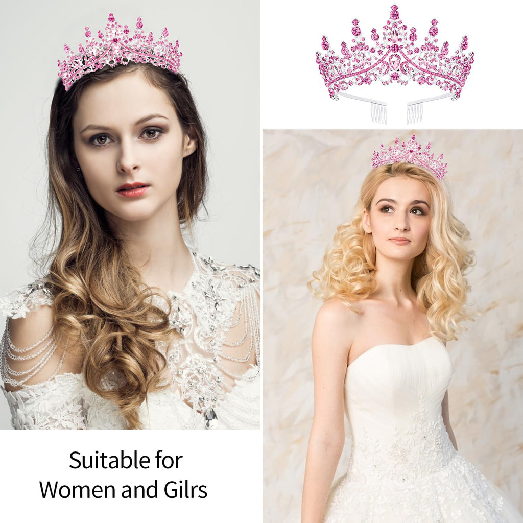 VELSCRUN AB Silver Crystal Birthday Queen Tiara Crowns for Women Girls Birthday Queen Headband Sash Elegant Princess Crown with Combs Hair Accessories Happy Birth Party Decorations Mom Gift