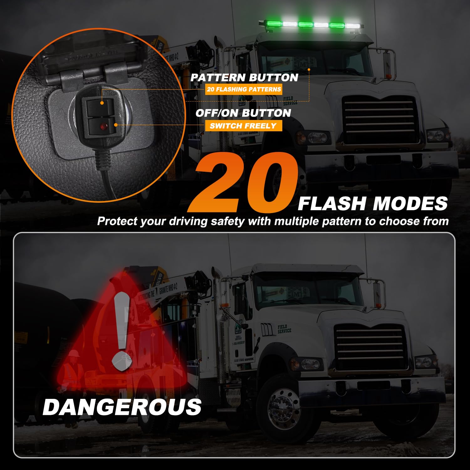 ASPL 26inch 126 LED Rooftop Emergency Strobe Lights Bar Double Side Flashing Safety Warning Traffic Advisor Light Bar Hazard Snow Plow Light for Work Trucks Vehicles Construction Tow Pickup(Amber)