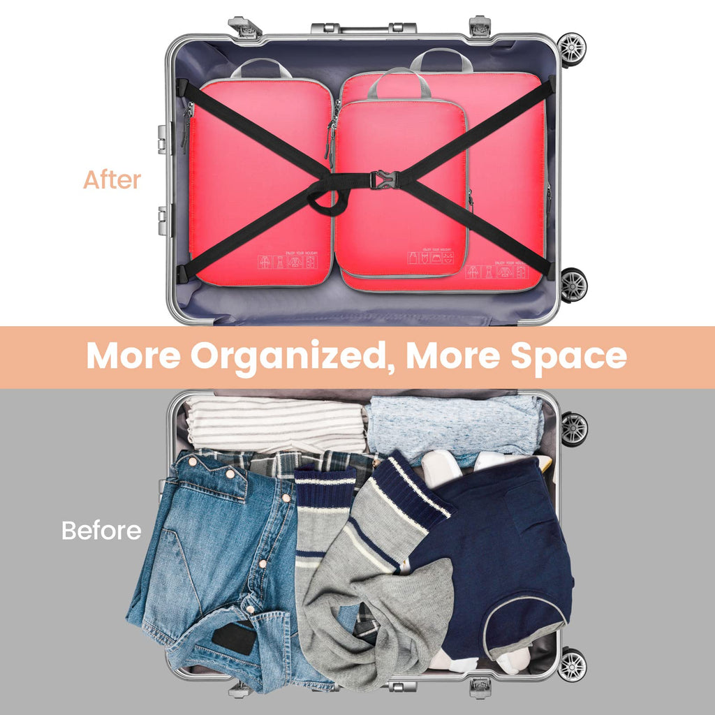 Cambond Compression Packing Cubes for Travel - Lightweight Expandable Travel Bags Luggage Organizers Travel Essentials Compression Cubes for Travel Space Saver for Carry on Suitcases Organizer