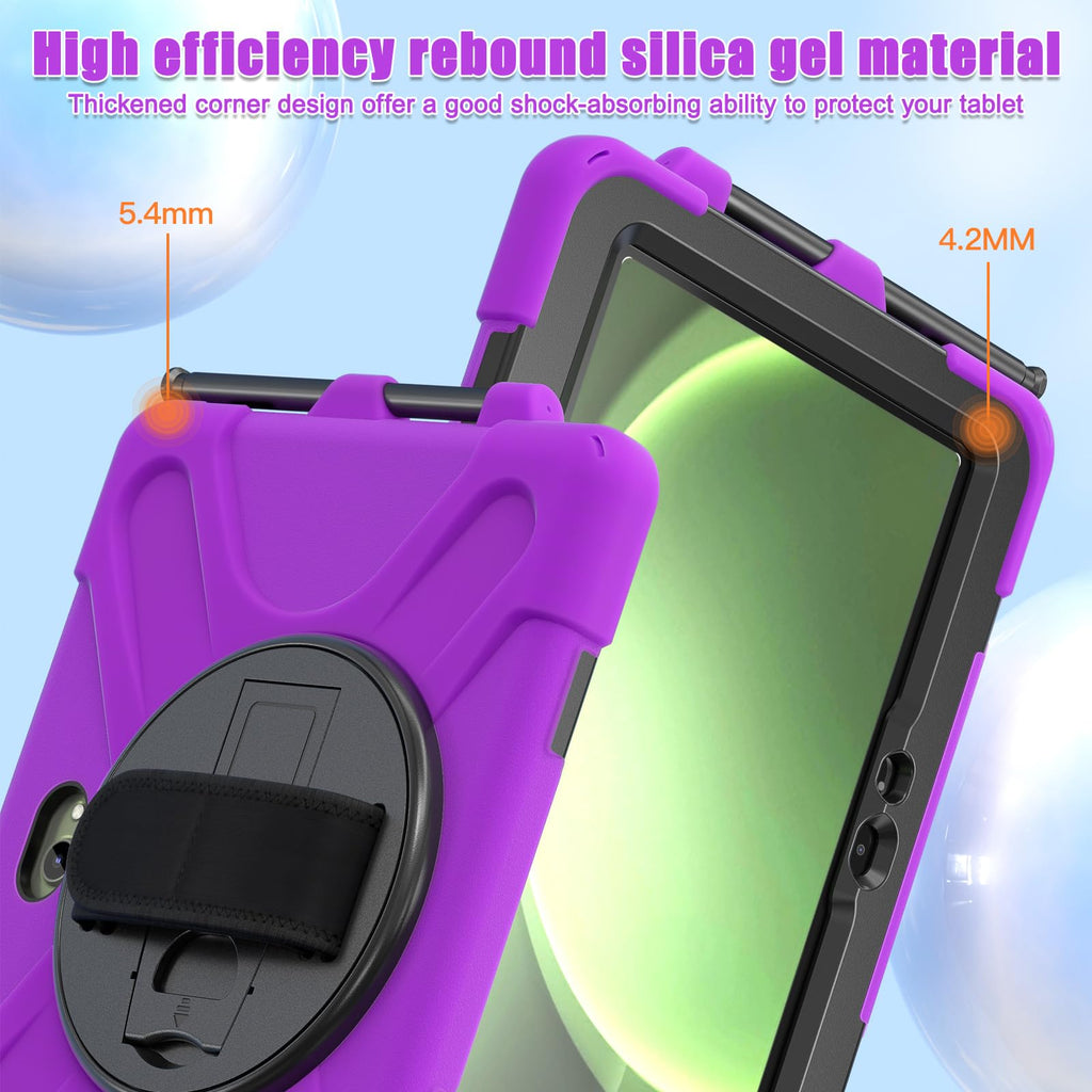 Samsung Galaxy Tab Active5/Active 3 8.0 Case, with 360 Stand, Handle Hand Strap & Shoulder Strap for Galaxy Tab Active5 8" 2024 X300/X307, Active3 8" 2020 T570/T575/T577 (Black)