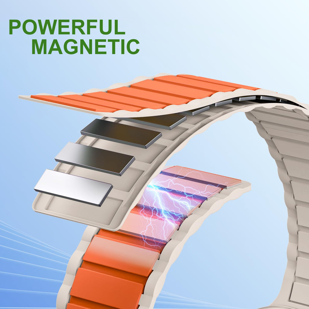 THWALK Magnetic Link Solo Loop Sport Silicone Bands Compatible with Apple Watch Ultra 3/2/1 49mm, Series 11/10 46/42mm, 9/8/7 45/41mm, SE 6/5/4 44/40mm, 3/2/1 42/38mm for Women Men